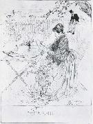 Carl Larsson Ceramics Pen and ink drawing oil